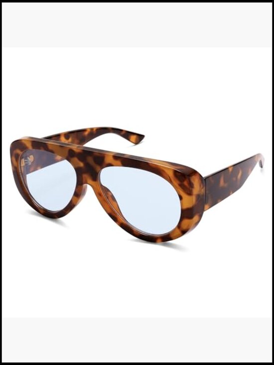 Retro 90s Aviator Sunglasses Wrap Around Plastic Frame UV Protection main image 4